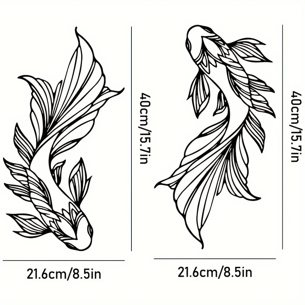Ryby koi - metalowa dekoracja ścienna 2 szt. Różowa czerwień