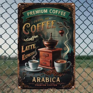 Premium Coffee - metalowa tabliczka vintage
