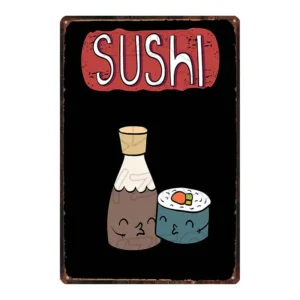 Metalowa tabliczka sushi ukiyo-e Armijna zieleń