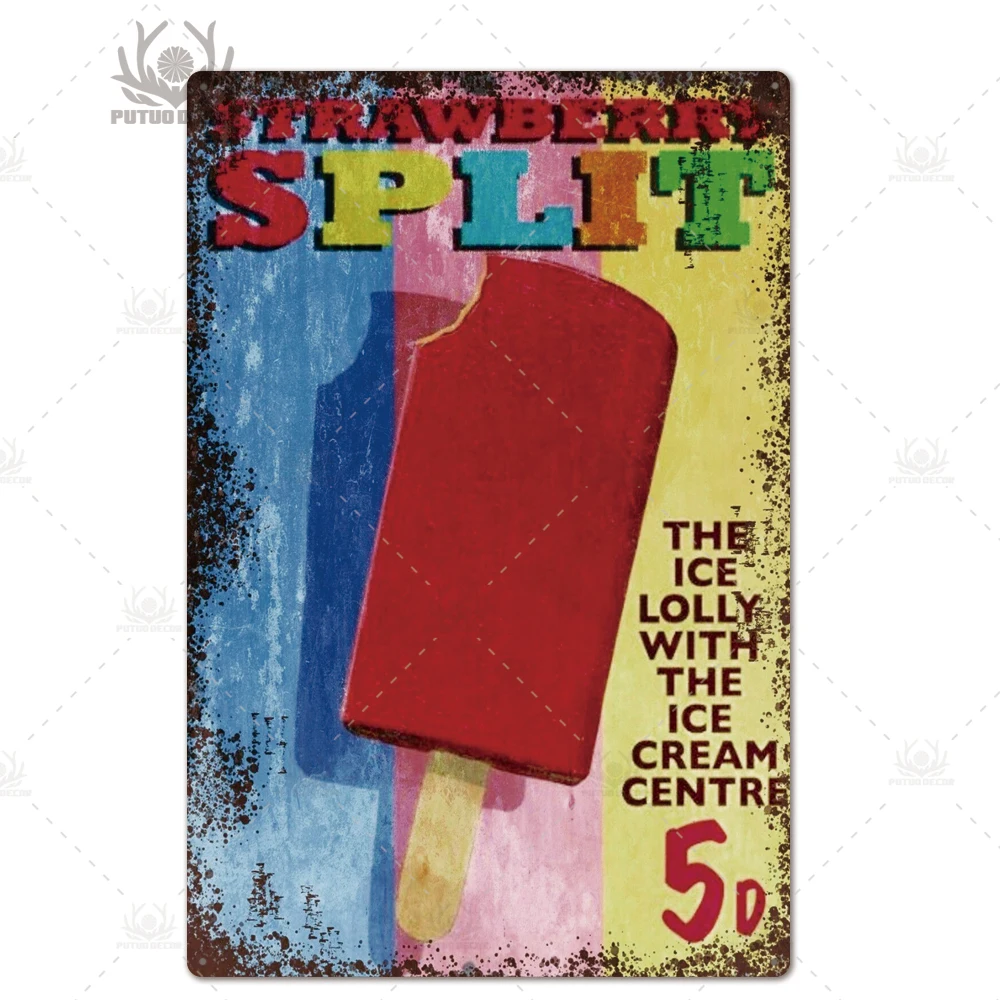 Metalowy szyld retro lody Granatowy