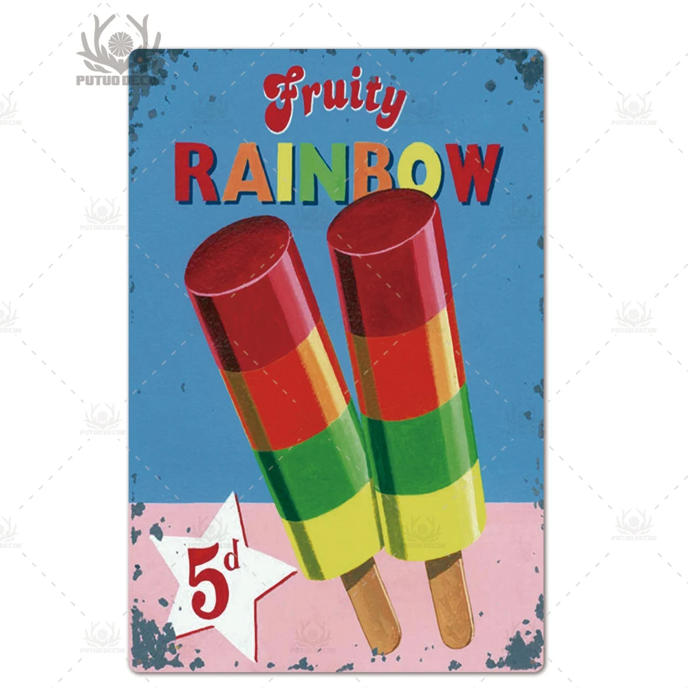 Metalowy szyld retro lody Zielony