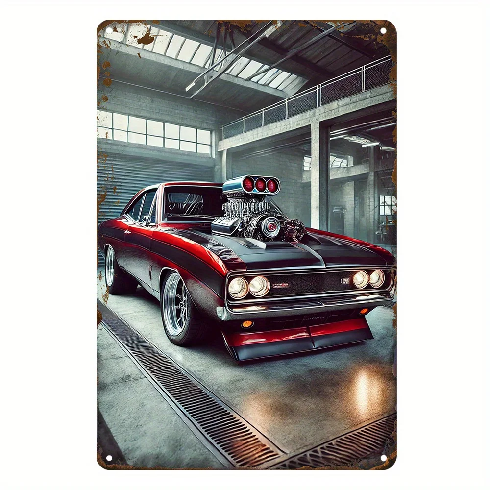 Metalowy szyld samochód sportowy tuning Biały