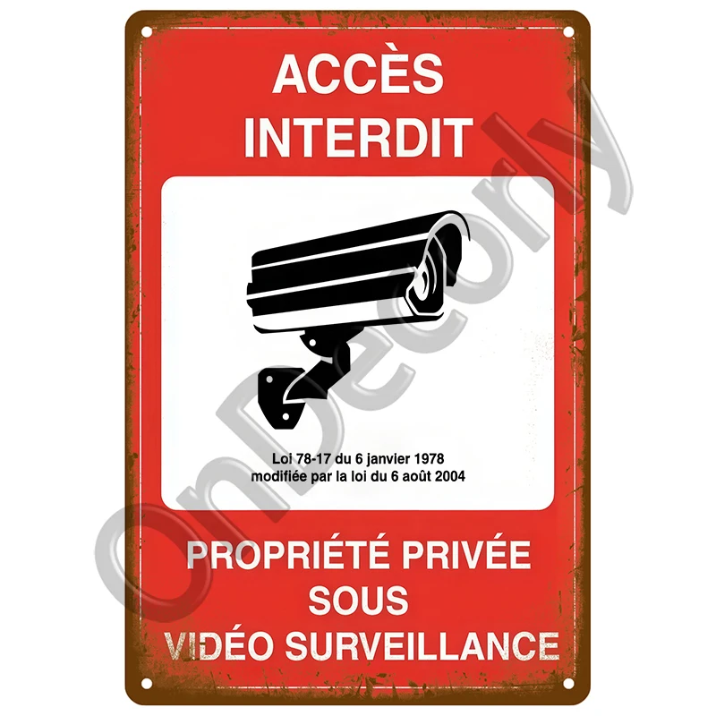 Metalowy szyld vintage monitoring CCTV Armijna zieleń