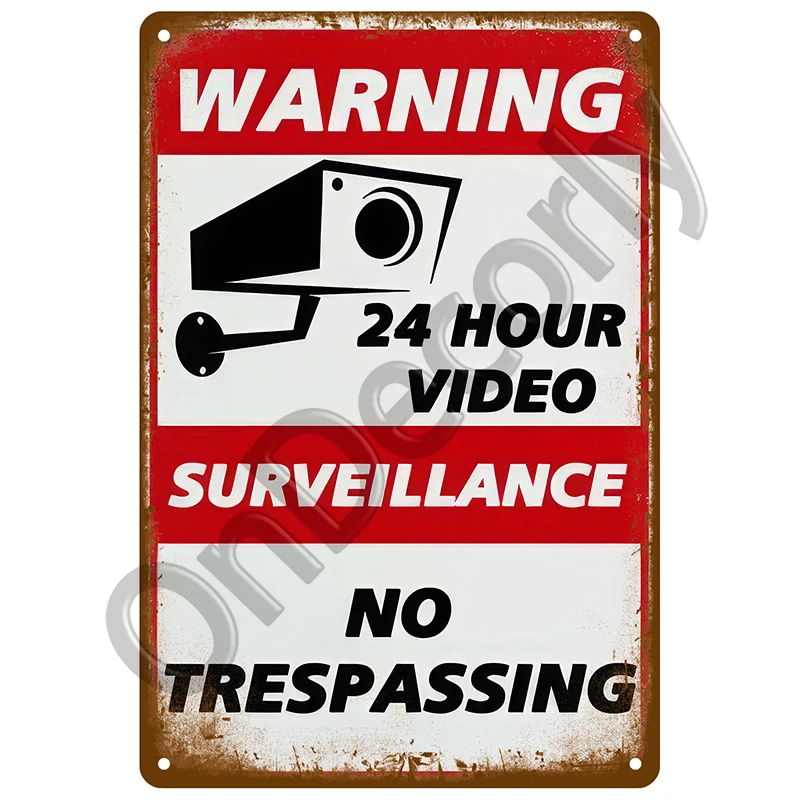 Metalowy szyld vintage monitoring CCTV Ciemny szary