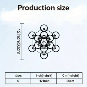 Metatron Cube - metalowa dekoracja ścienna świętej geometrii Jasnoszary