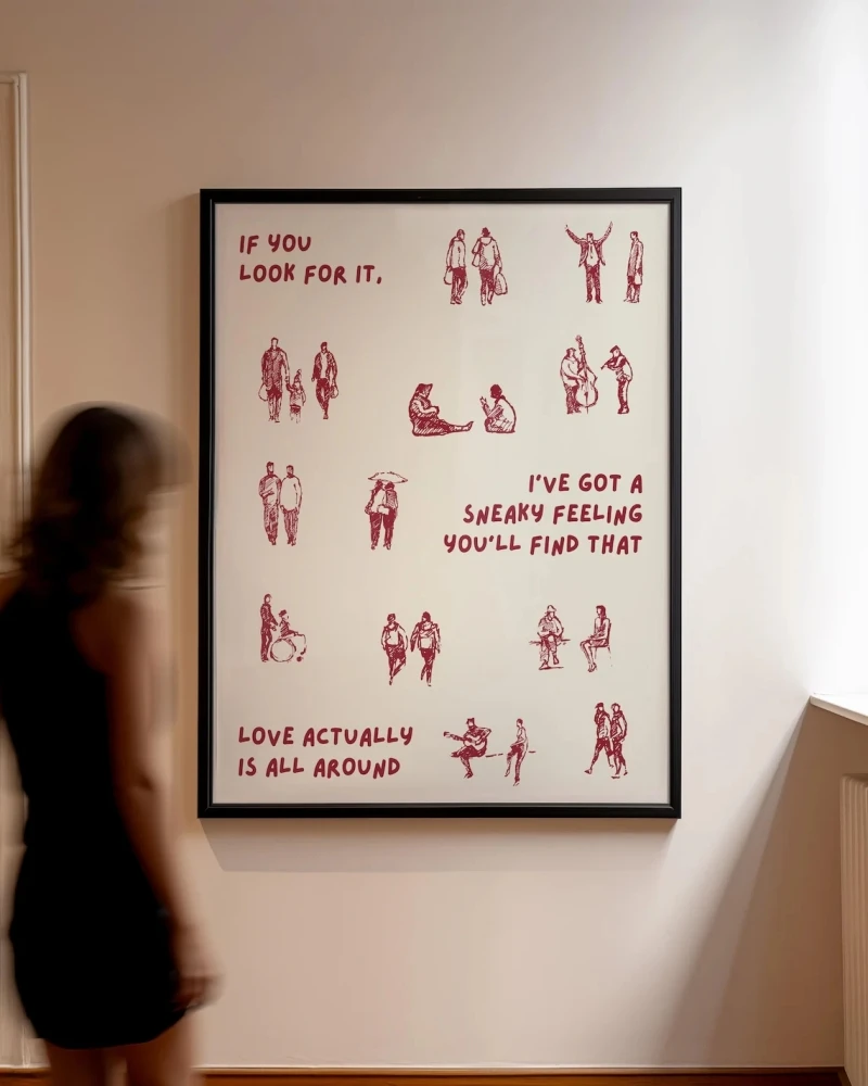 Miłość i ludziki - minimalistyczny plakat estetyczny Biały