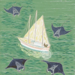 Minimalistyczna plaża - plakat z oceanem Pomarańczowy