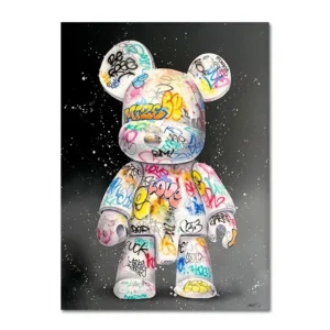 Miś graffiti pop art – kolorowy plakat Biały