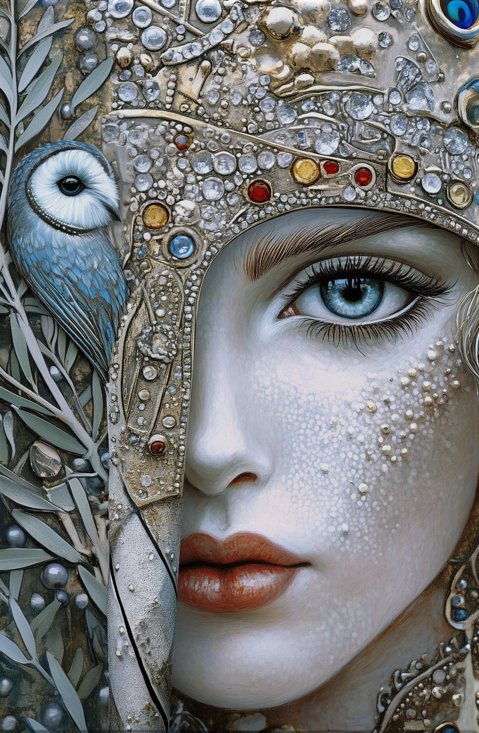 Mistyczna bogini – plakat portretowy fantasy Fioletowy