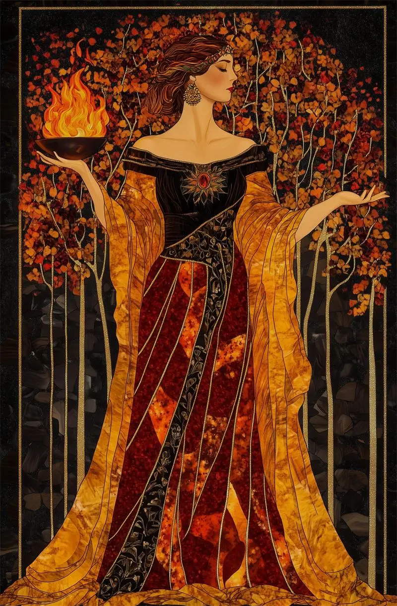 Mistyczna bogini – plakat portretowy fantasy Granatowy