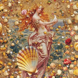 Mistyczna bogini – plakat portretowy fantasy Niebieski