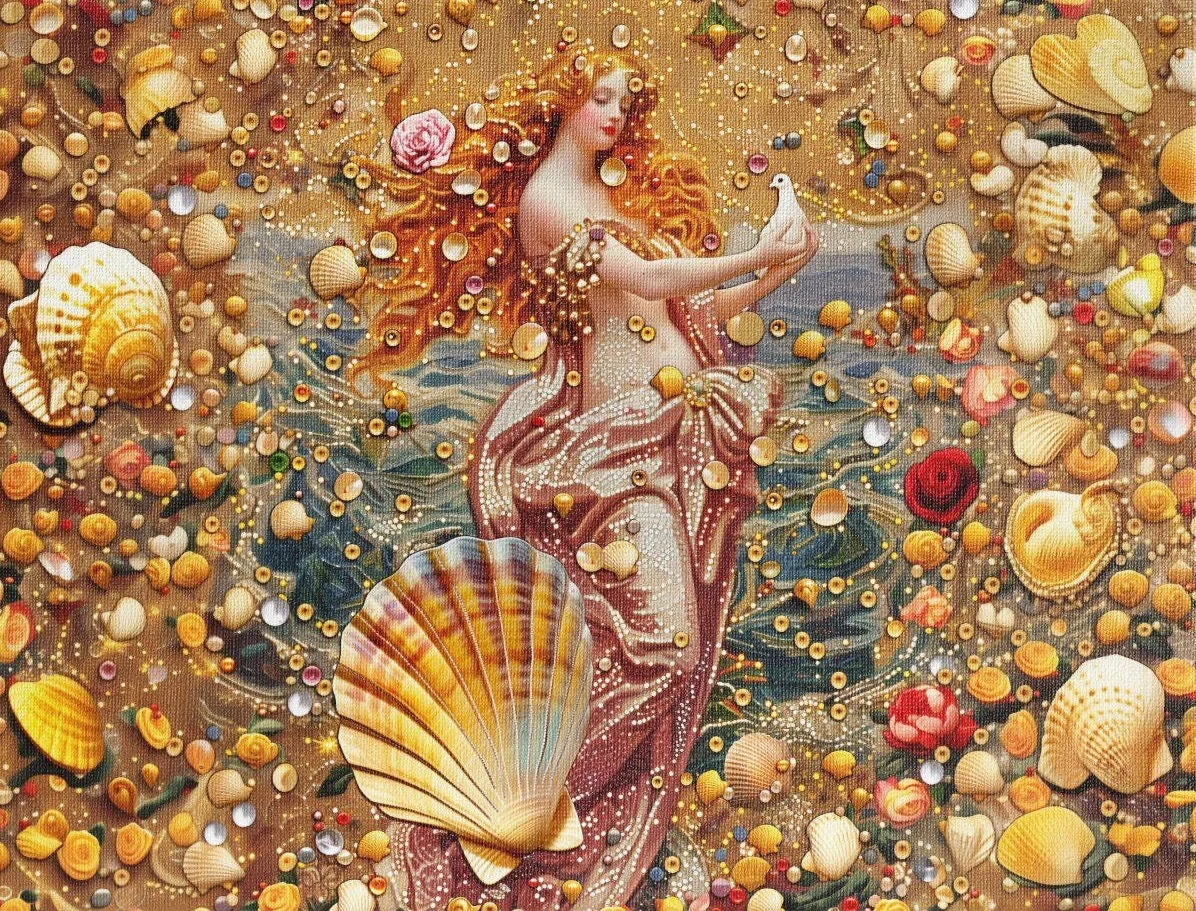 Mistyczna bogini – plakat portretowy fantasy Niebieski