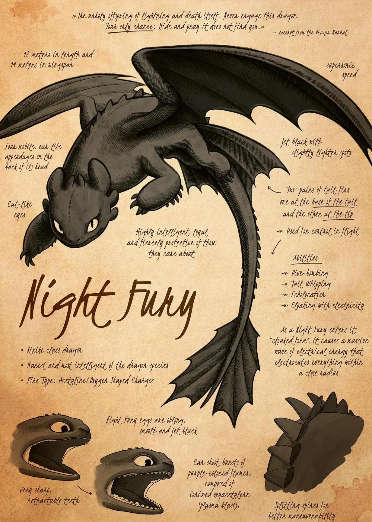 Mityczny stwór - plakat fantasy w stylu retro Biały