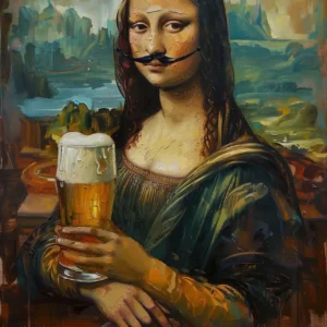 Mona Lisa z gumą balonową - plakat pop-art Czerwony