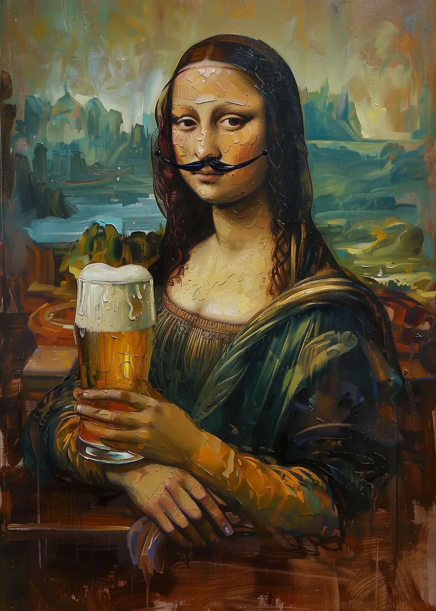 Mona Lisa z gumą balonową - plakat pop-art Czerwony