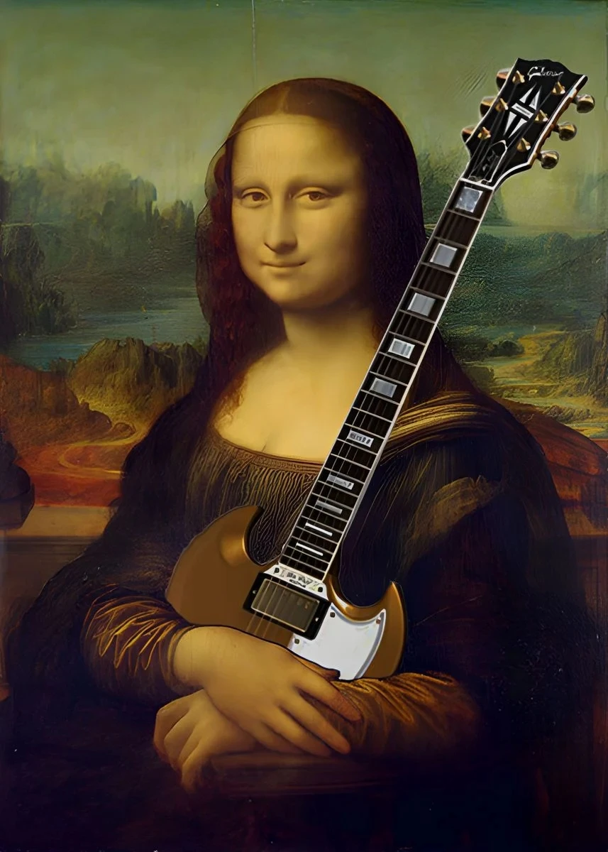 Mona Lisa z gumą balonową - plakat pop-art Granatowy