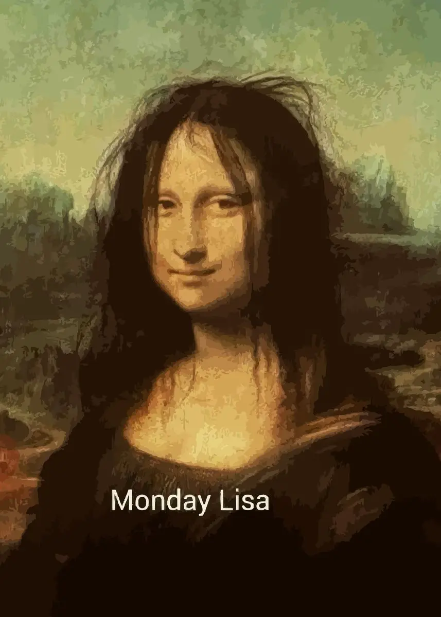 Mona Lisa z gumą balonową - plakat pop-art Jasnoszary
