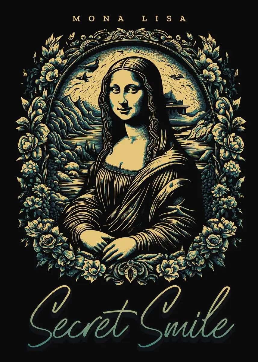 Mona Lisa z gumą balonową - plakat pop-art Jasnożółty