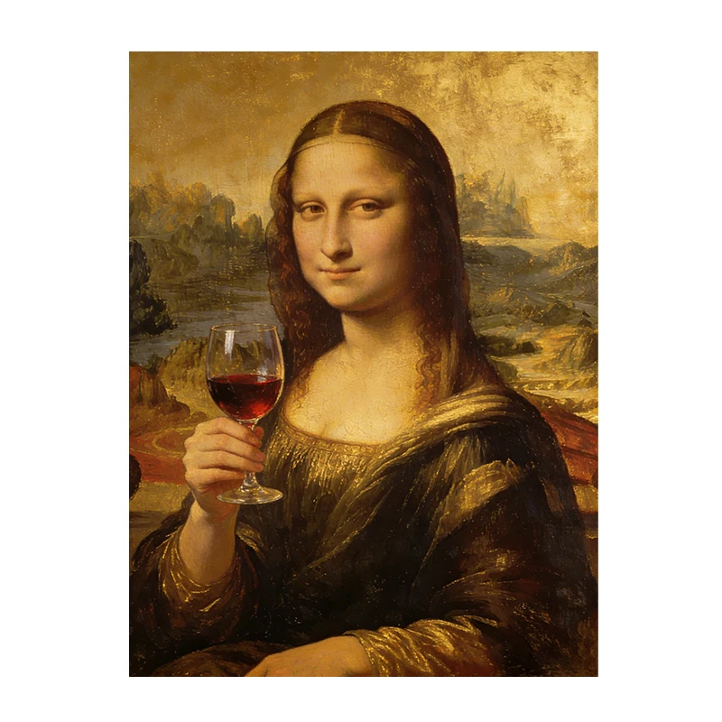 Mona Lisa Pop Art - kolorowy plakat na płótnie Burgundia