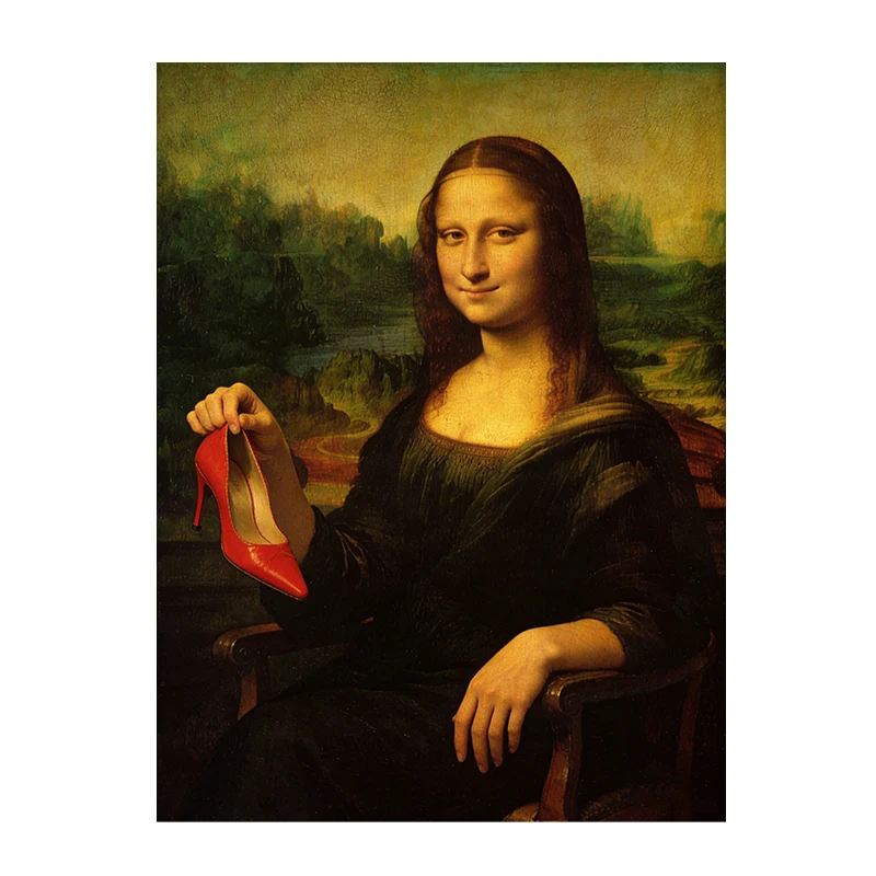 Mona Lisa Pop Art - kolorowy plakat na płótnie Jasnoszary