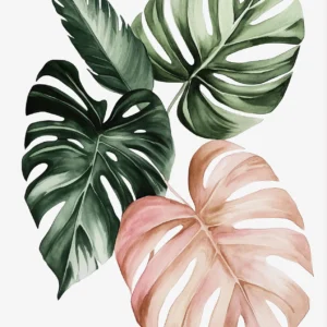Monstera i lawenda - tropikalny plakat botaniczny żółty