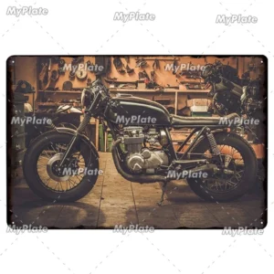 Motocykl - metalowa tabliczka vintage do garażu Czekolada