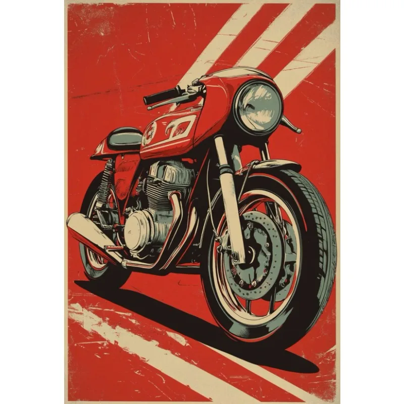 Klasyczny motocykl – plakat vintage dla motocyklisty Biały