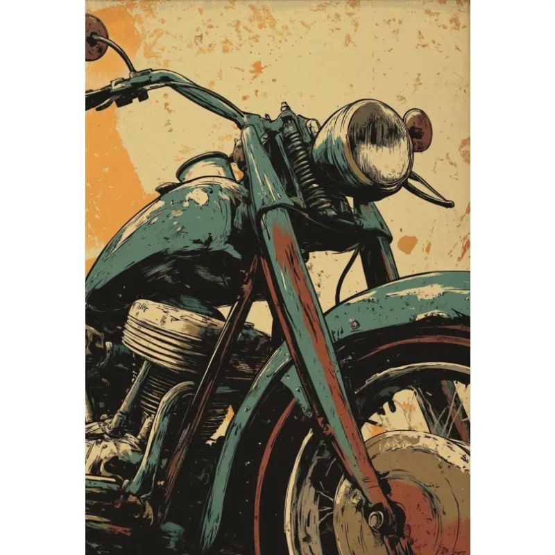 Klasyczny motocykl – plakat vintage dla motocyklisty Brązowy