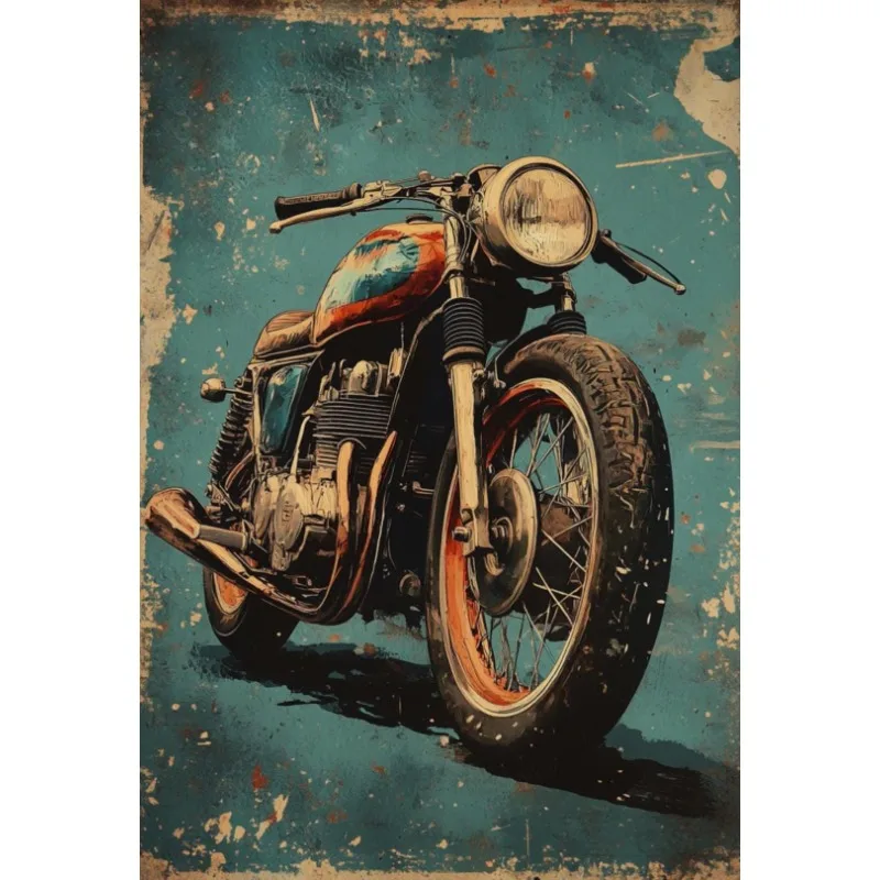 Klasyczny motocykl – plakat vintage dla motocyklisty Burgundia