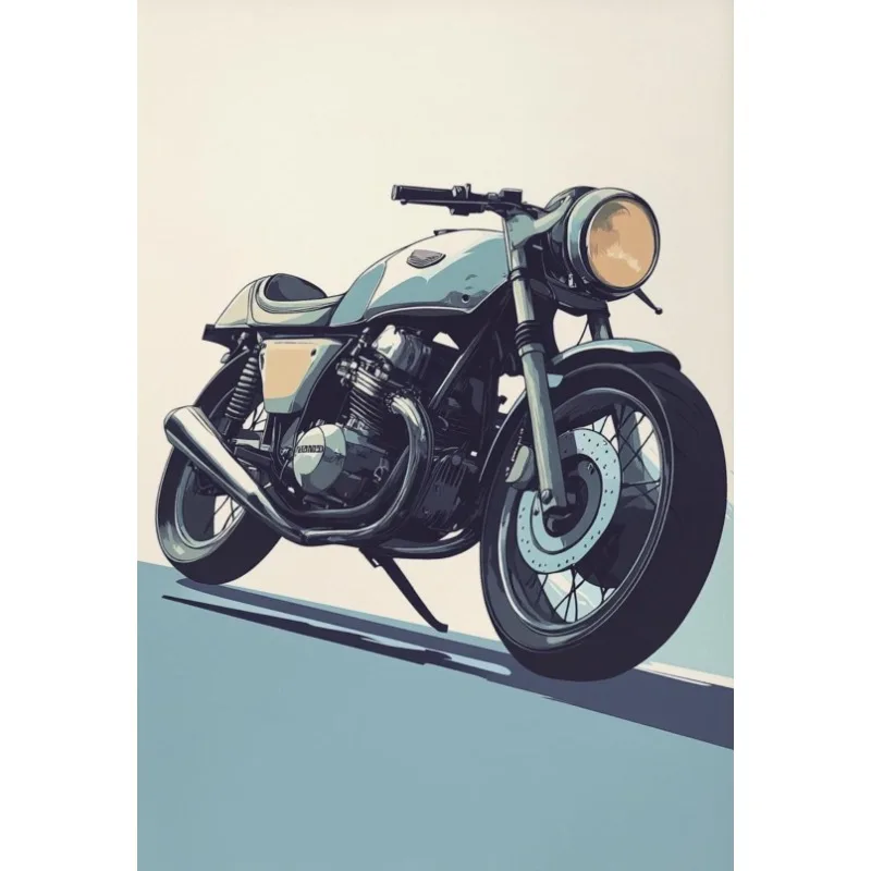 Klasyczny motocykl – plakat vintage dla motocyklisty Ciemny szary
