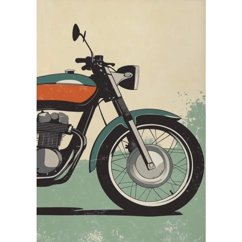 Klasyczny motocykl – plakat vintage dla motocyklisty Czarny