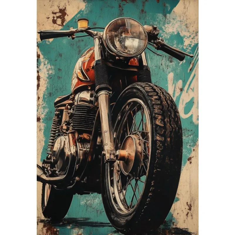 Klasyczny motocykl – plakat vintage dla motocyklisty Fioletowy