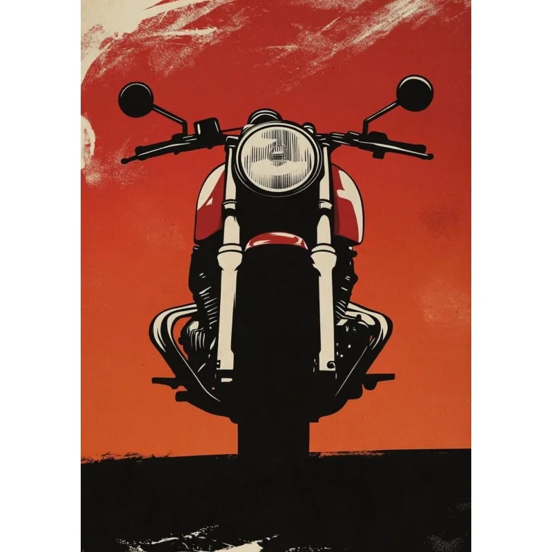 Klasyczny motocykl – plakat vintage dla motocyklisty Granatowy