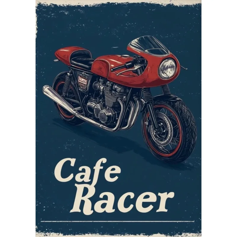 Klasyczny motocykl – plakat vintage dla motocyklisty Niebieski