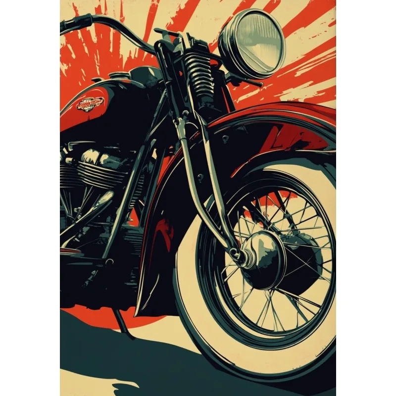 Klasyczny motocykl – plakat vintage dla motocyklisty żółty