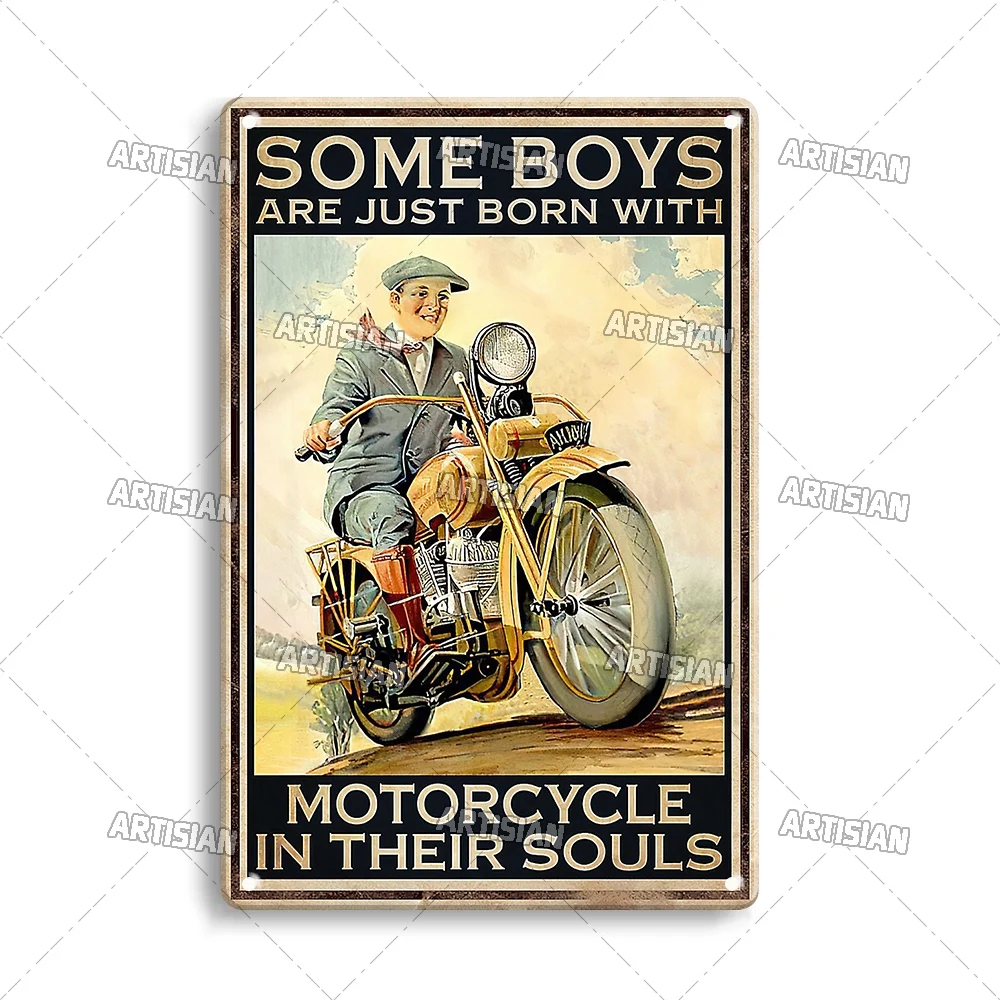 Motocykl retro - blaszana tabliczka na ścianę Armijna zieleń