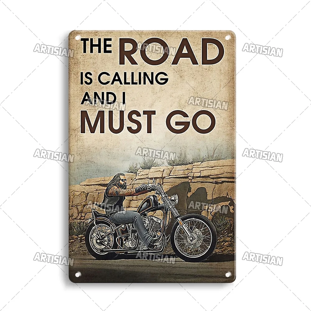Motocykl retro - blaszana tabliczka na ścianę Biały