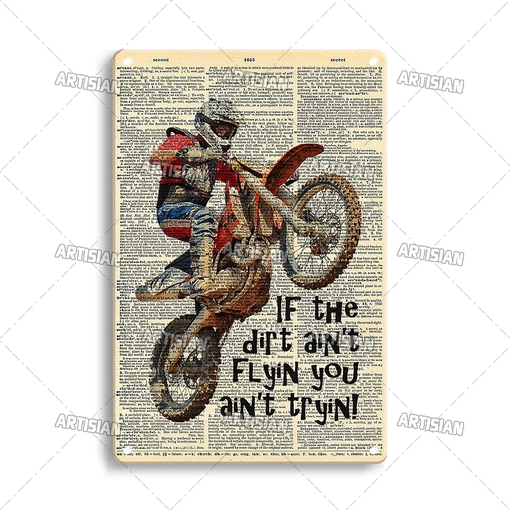 Motocykl retro - blaszana tabliczka na ścianę Burgundia