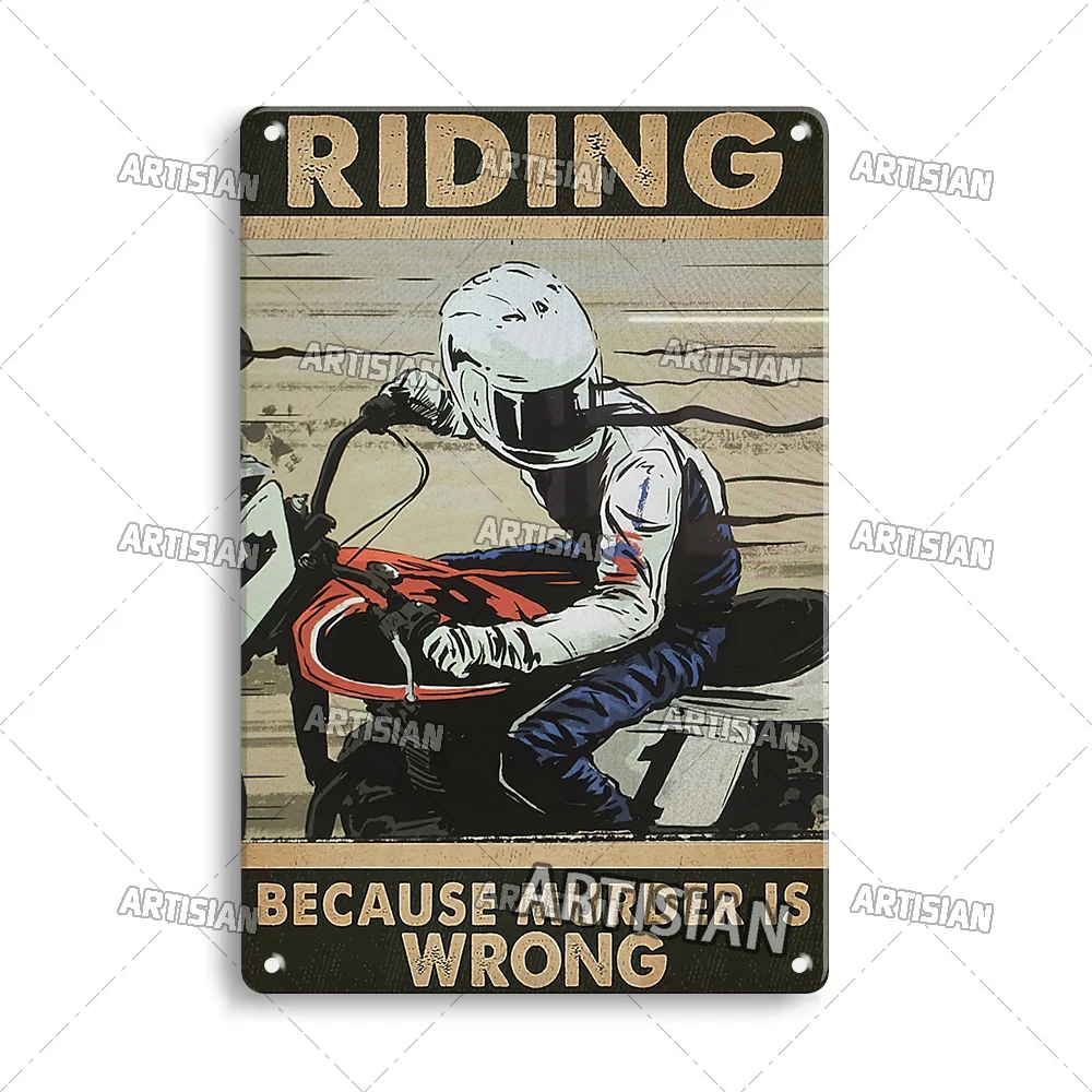 Motocykl retro - blaszana tabliczka na ścianę Czerwony