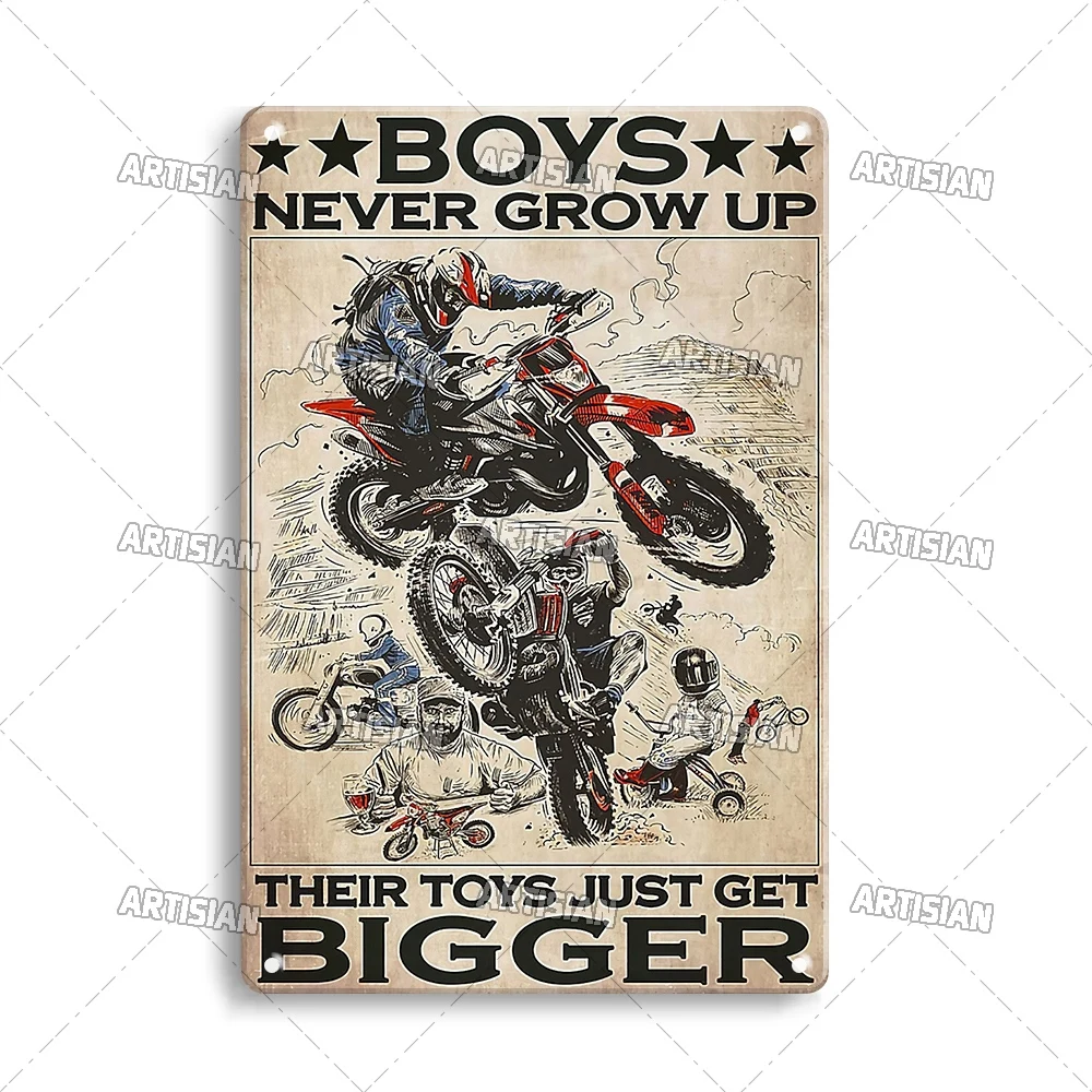 Motocykl retro - blaszana tabliczka na ścianę żółty