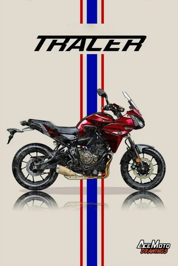 Motocykl sportowy plakat art Burgundia