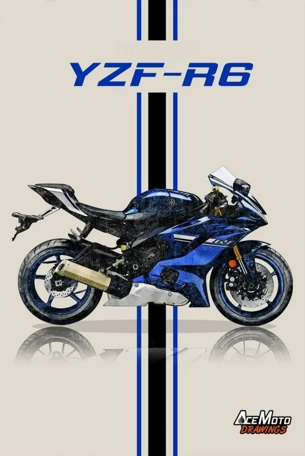 Motocykl sportowy plakat art Granatowy