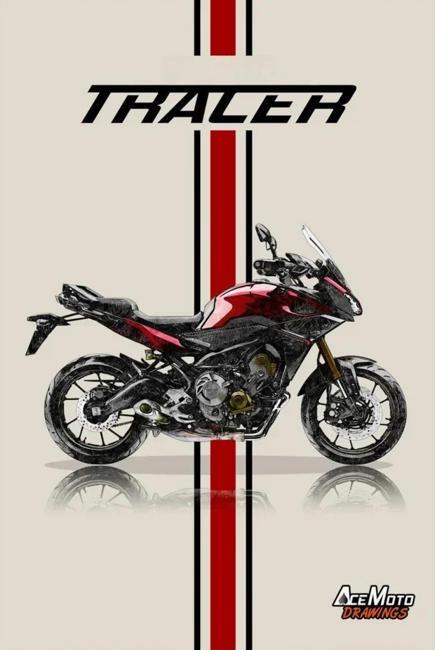 Motocykl sportowy plakat art Jasnoszary
