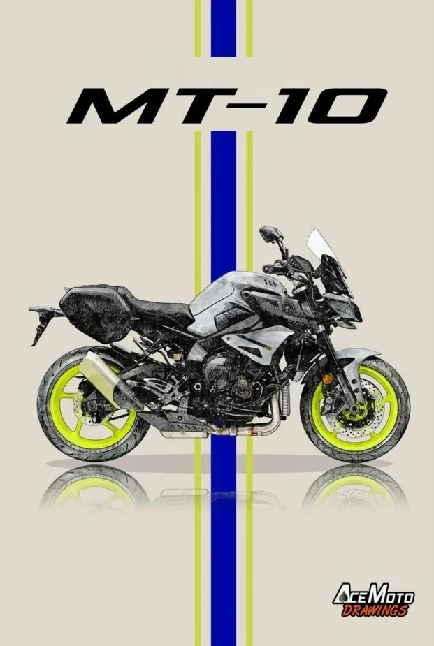 Motocykl sportowy plakat art Jasnożółty