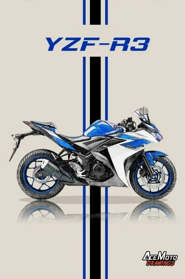 Motocykl sportowy plakat art Niebieski