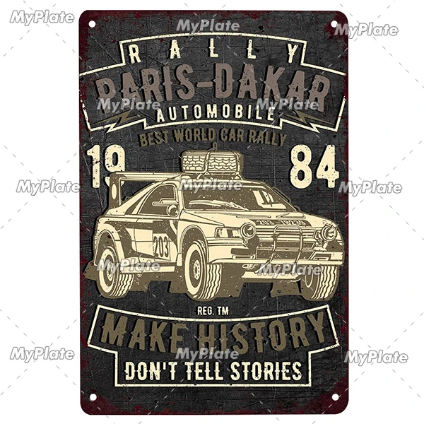 Motocykl vintage - metalowa tabliczka do garażu Burgundia
