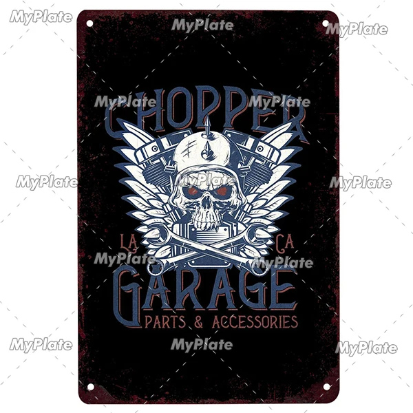 Motocykl vintage - metalowa tabliczka do garażu Różowy