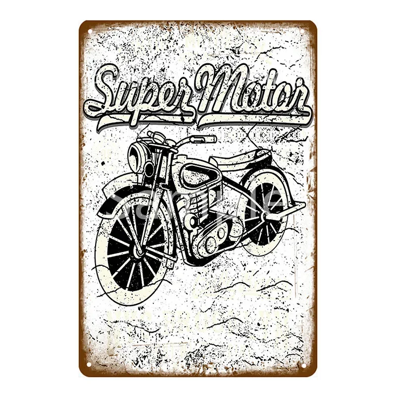 Motocyklista - blaszany szyld retro do klubu Armijna zieleń