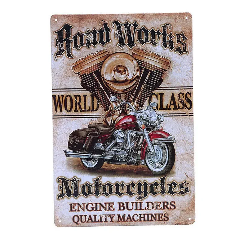Motocyklista - blaszany szyld retro do klubu Biały