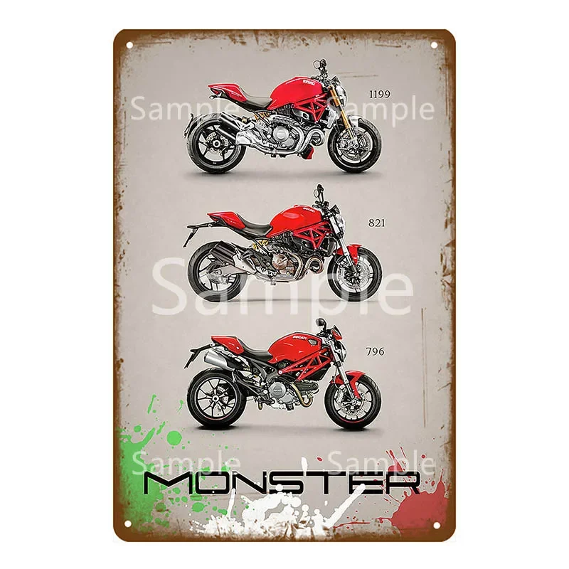 Motocyklista - blaszany szyld retro do klubu Czerwony